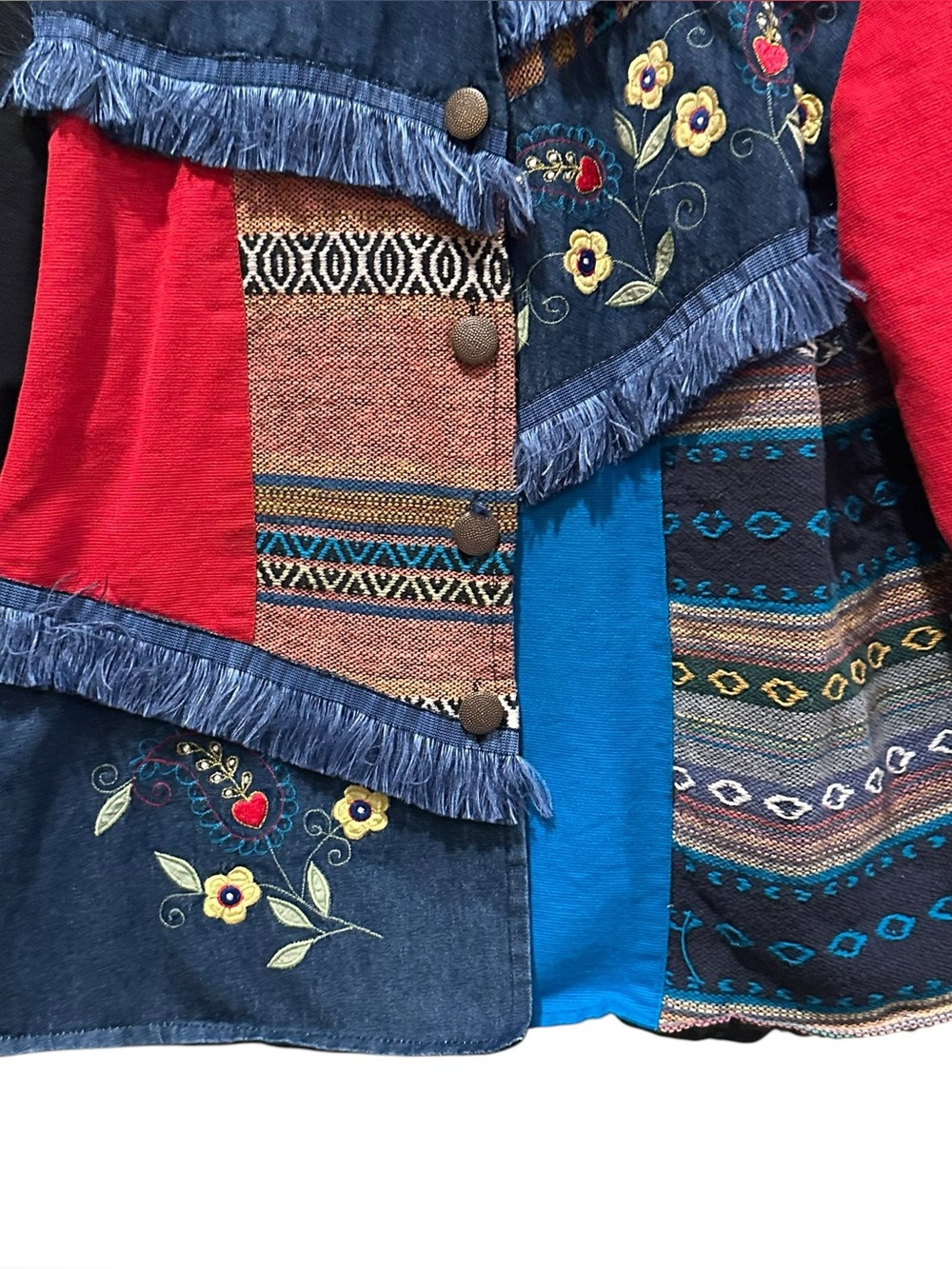 Vintage Alex Kim Patchwork Aztec Southwestern Cowgirl Jacket Sz S Floral Artsy - Picture 3 of 13